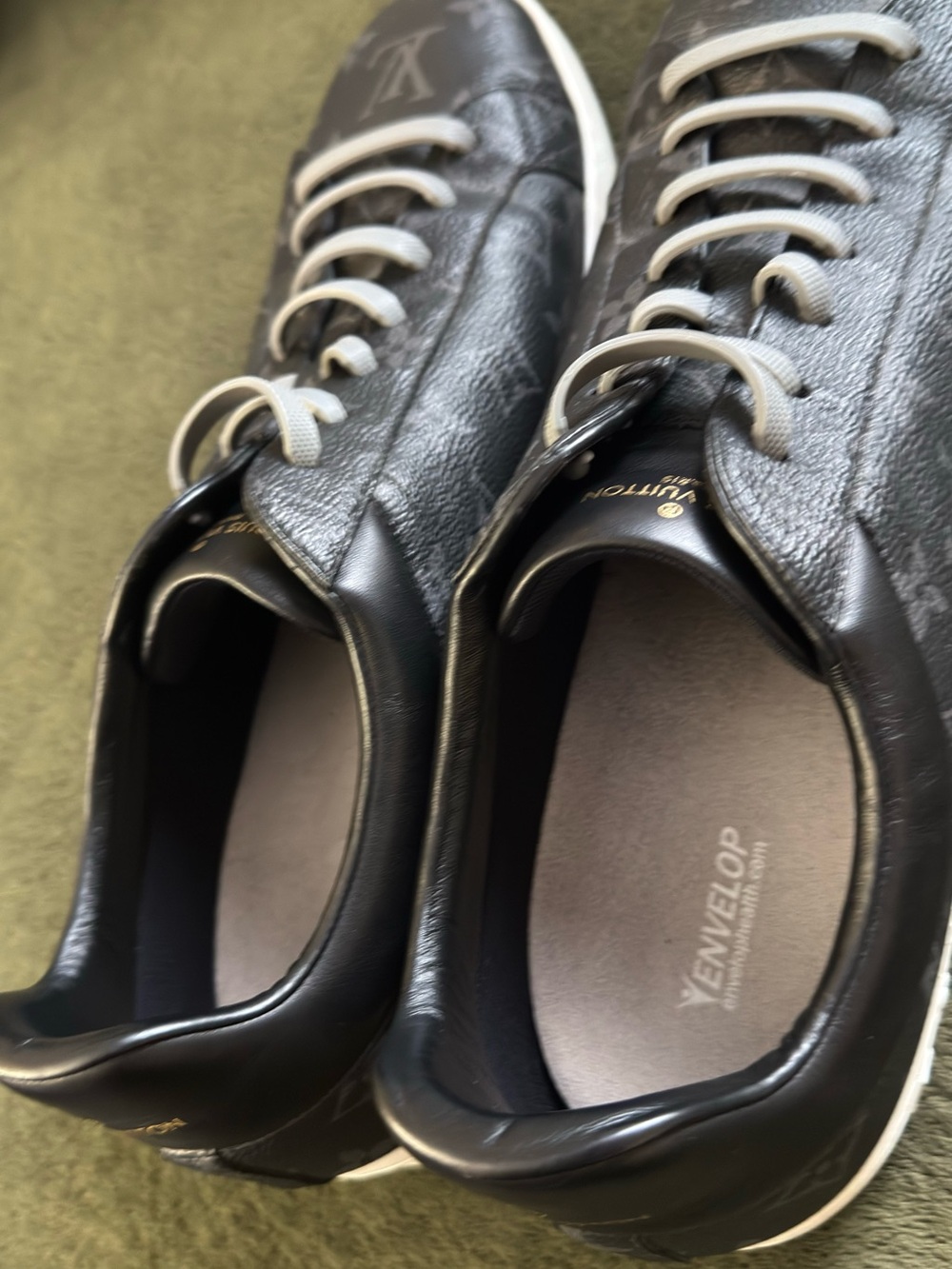 Louis Vuitton Men's Monogram Low-Top Sneakers - Black & White - Picture 3 of 4